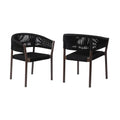 Black Solid Wood Outdoor Dining Chairs - Eucalyptus - Set of 2  Warm Home View