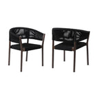 Black Solid Wood Outdoor Dining Chairs - Eucalyptus - Set of 2  Warm Home View