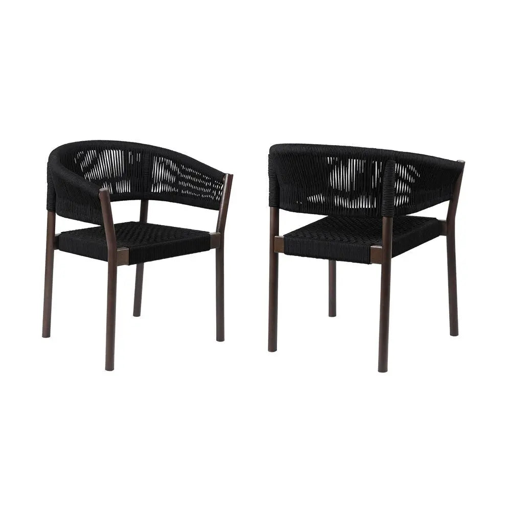 Black Solid Wood Outdoor Dining Chairs - Eucalyptus - Set of 2  Warm Home View