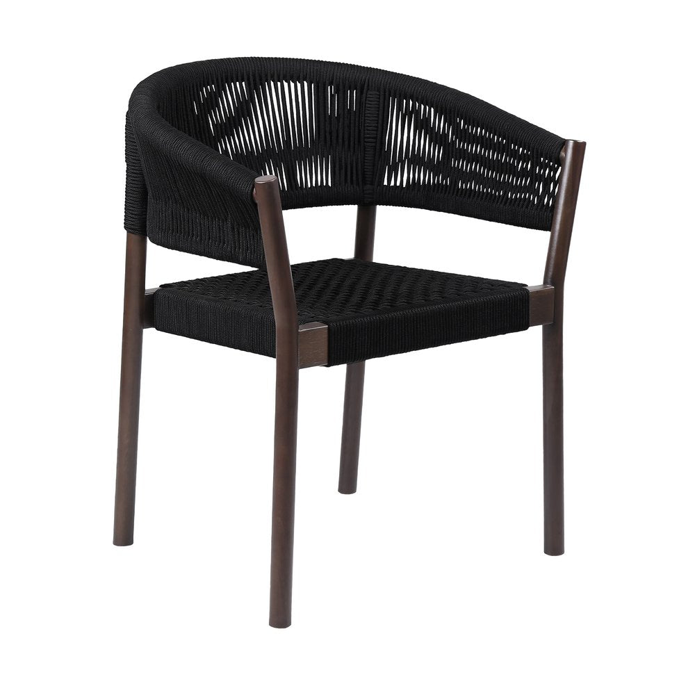 Set of Two 26" Black Solid Wood Outdoor Dining Chair  Warm Home View