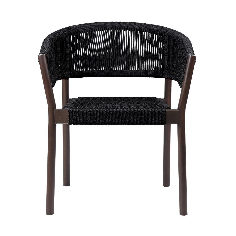 Set of Two 26" Black Solid Wood Outdoor Dining Chair  Warm Home View