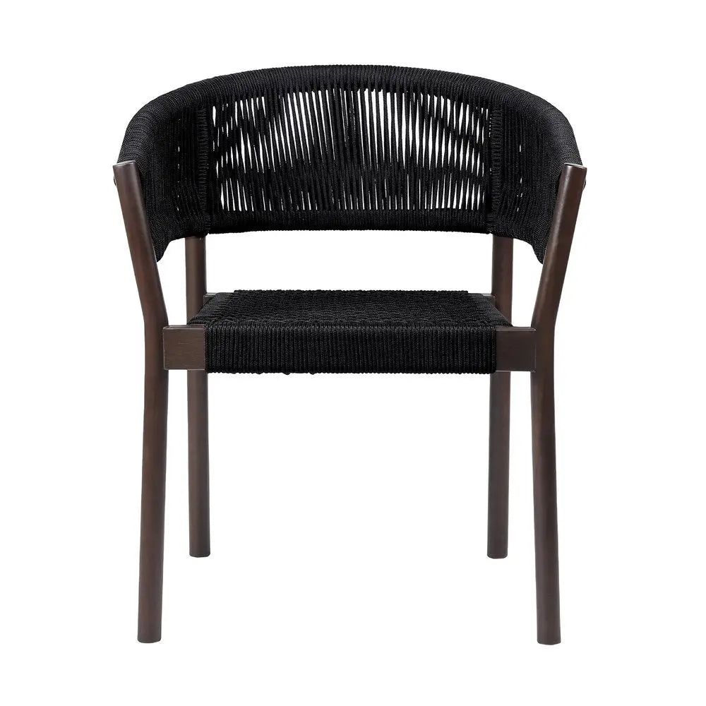 Black Solid Wood Outdoor Dining Chairs - Eucalyptus - Set of 2  Warm Home View