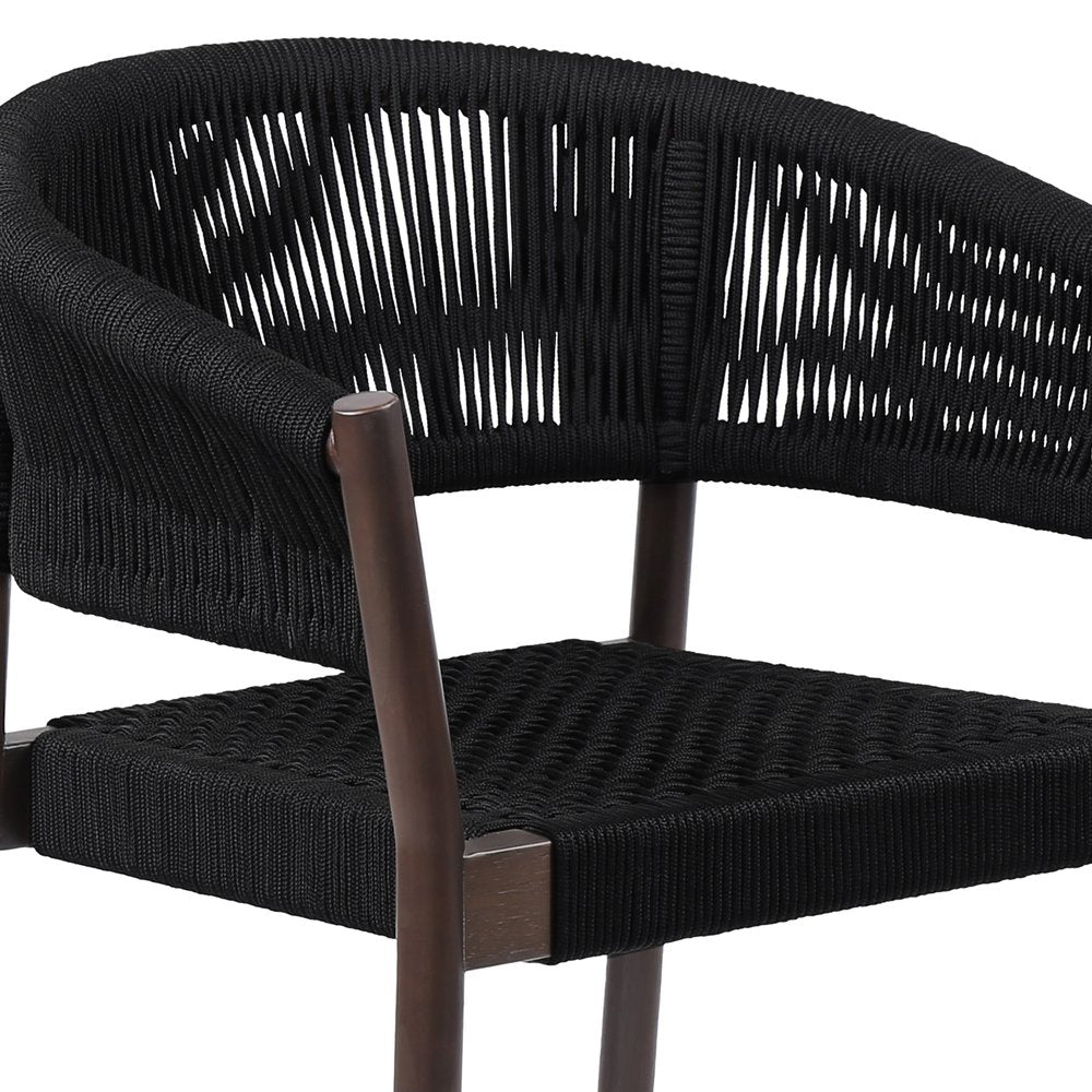 Set of Two 26" Black Solid Wood Outdoor Dining Chair  Warm Home View