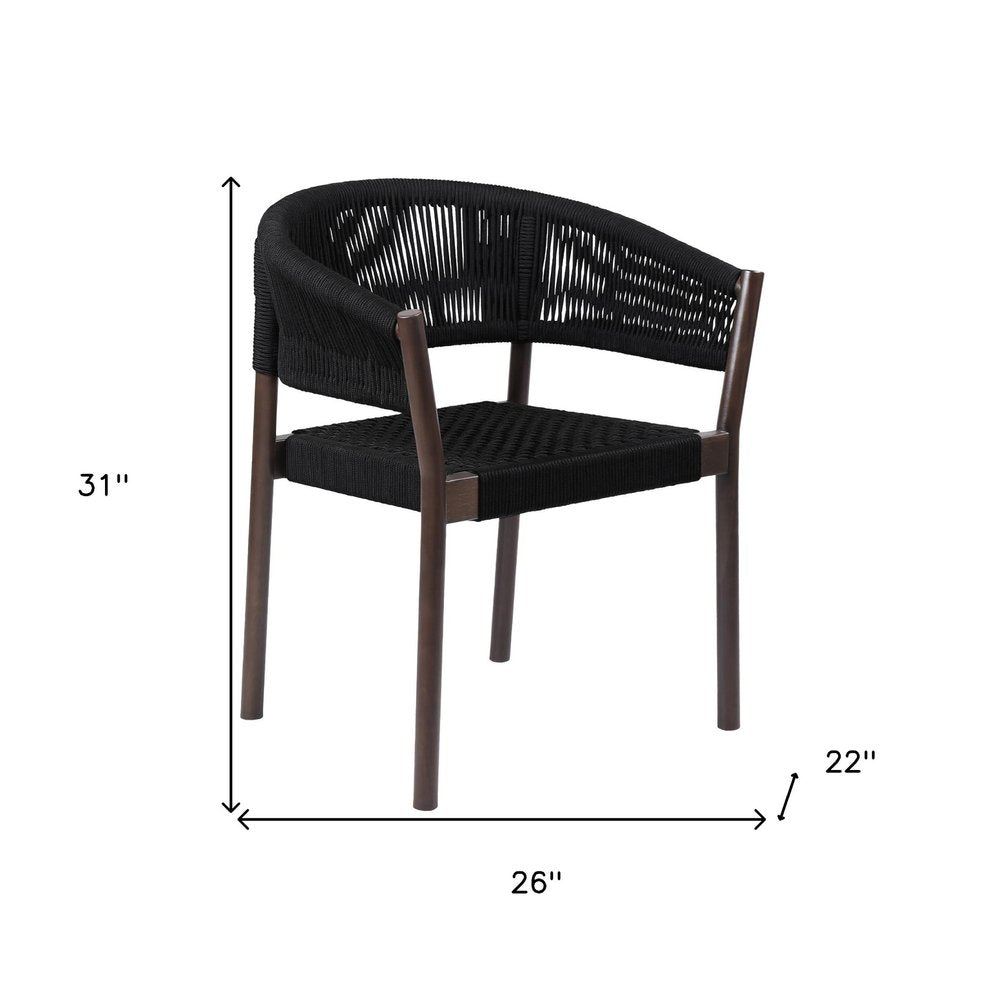 Set of Two 26" Black Solid Wood Outdoor Dining Chair  Warm Home View