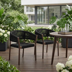 Set of Two 26" Black Solid Wood Outdoor Dining Chair  Warm Home View