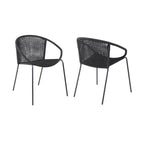 Set of Two 25" Black Metal Outdoor Dining Chair  Warm Home View