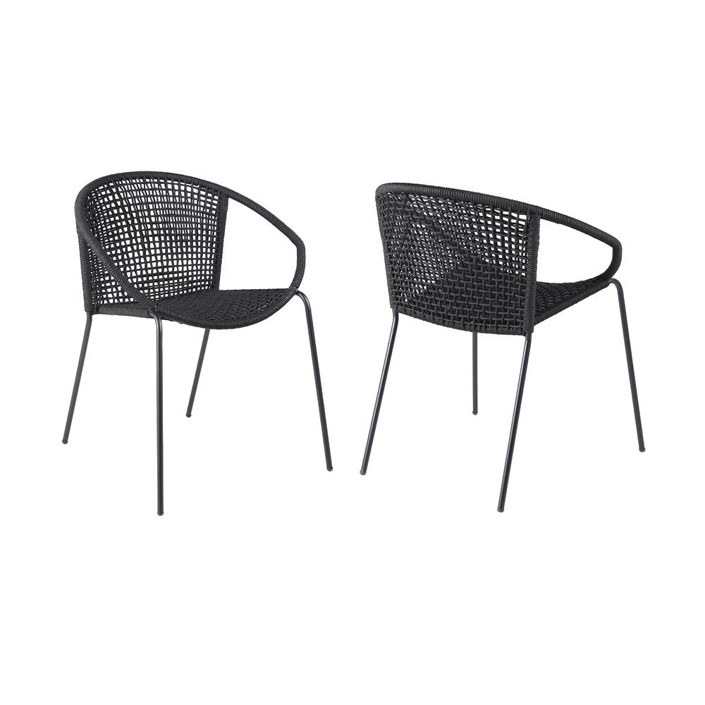 Set of Two 25" Black Metal Outdoor Dining Chair  Warm Home View