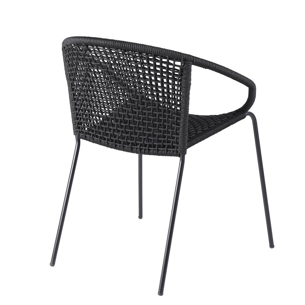 Set of Two 25" Black Metal Outdoor Dining Chair  Warm Home View