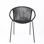 Set of Two 25" Black Metal Outdoor Dining Chair  Warm Home View