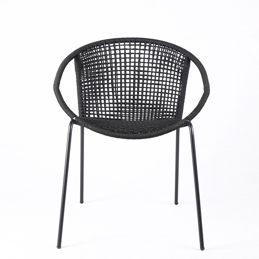 Set of Two 25" Black Metal Outdoor Dining Chair  Warm Home View