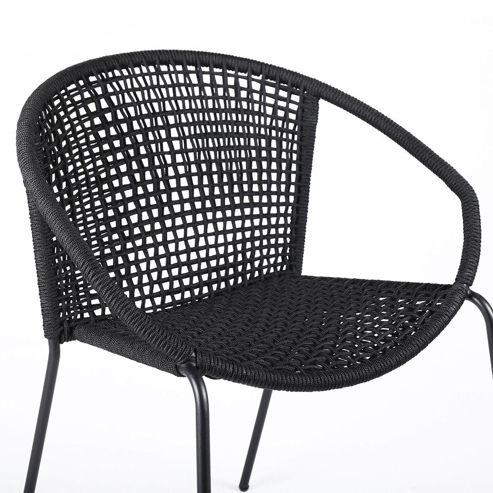 Set of Two 25" Black Metal Outdoor Dining Chair  Warm Home View