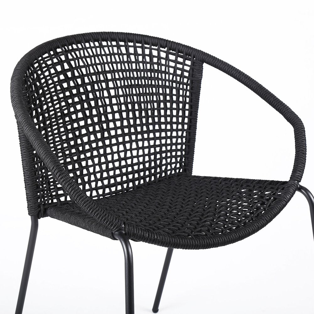 Set of Two 25" Black Metal Outdoor Dining Chair  Warm Home View