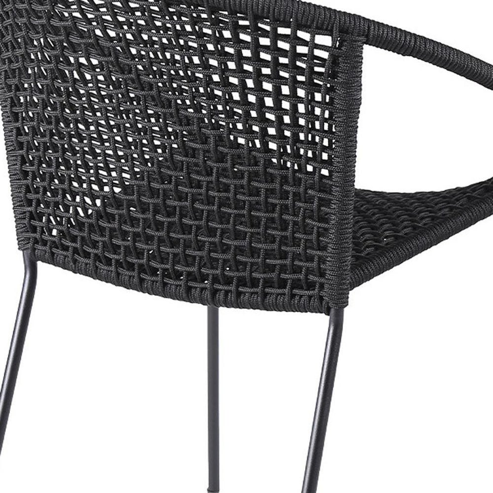 Set of Two 25" Black Metal Outdoor Dining Chair  Warm Home View