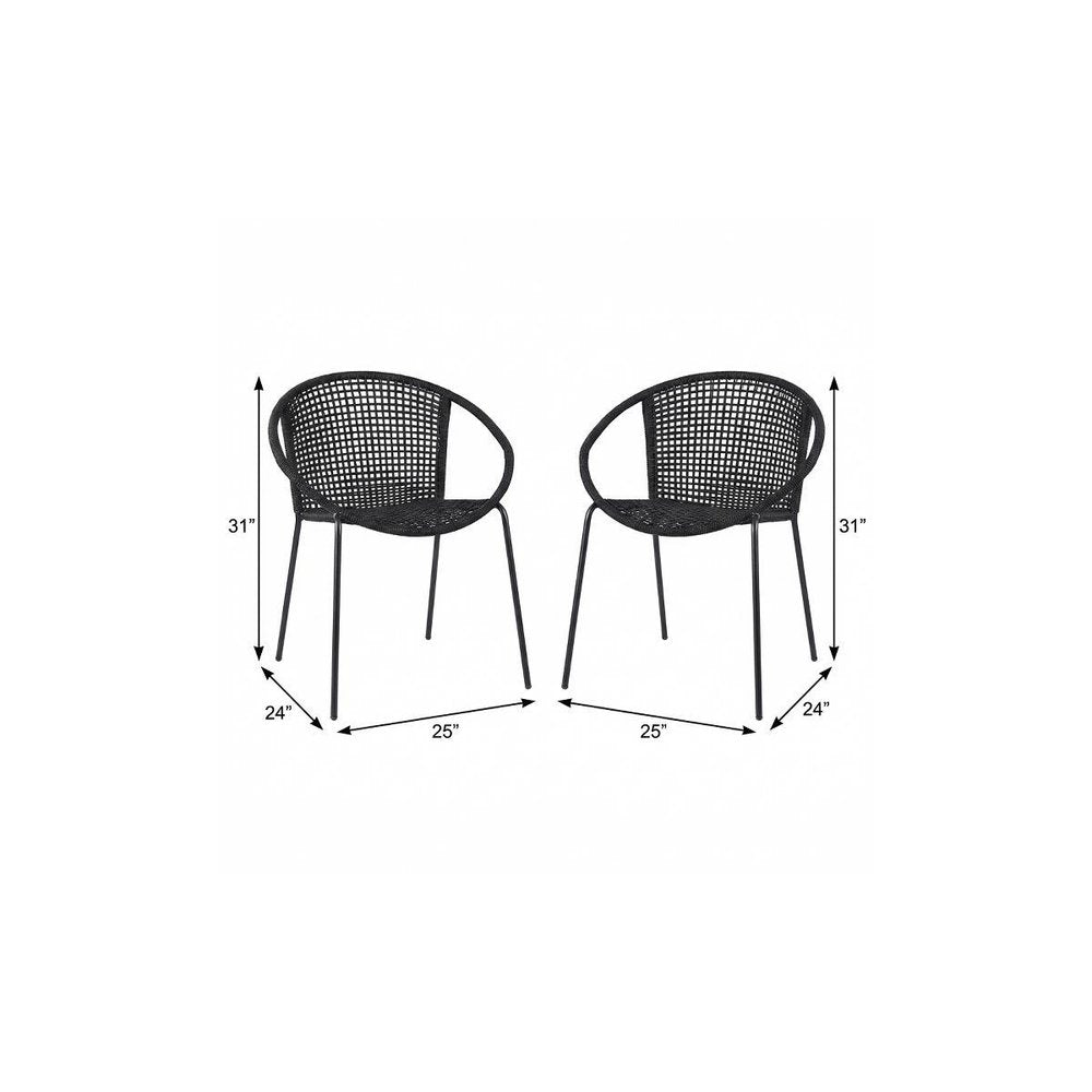 Set of Two 25" Black Metal Outdoor Dining Chair  Warm Home View