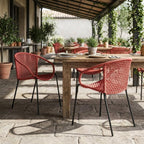 Set of Two 25" Red Metal Outdoor Dining Chair  Warm Home View