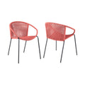 Set of Two 25" Red Metal Outdoor Dining Chair  Warm Home View