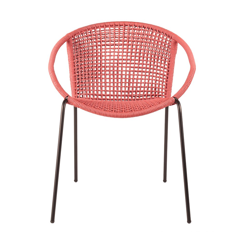 Set of Two 25" Red Metal Outdoor Dining Chair  Warm Home View