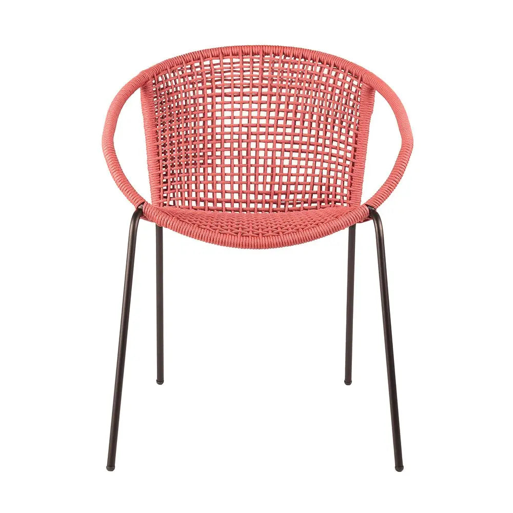 Red Metal Outdoor Dining Chairs - Weather Resistant Steel - Set of 2  Warm Home View