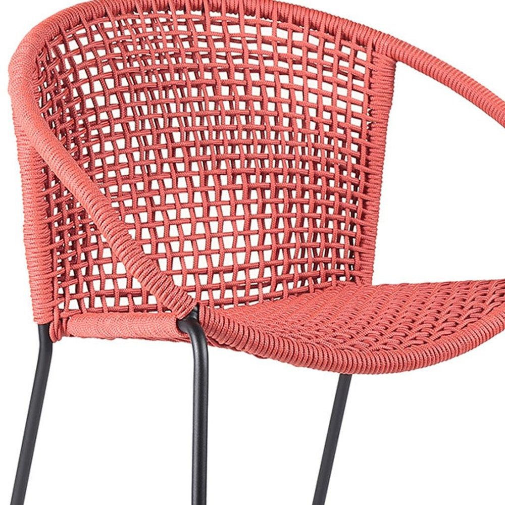 Set of Two 25" Red Metal Outdoor Dining Chair  Warm Home View