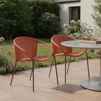 Set of Two 25" Red Metal Outdoor Dining Chair  Warm Home View