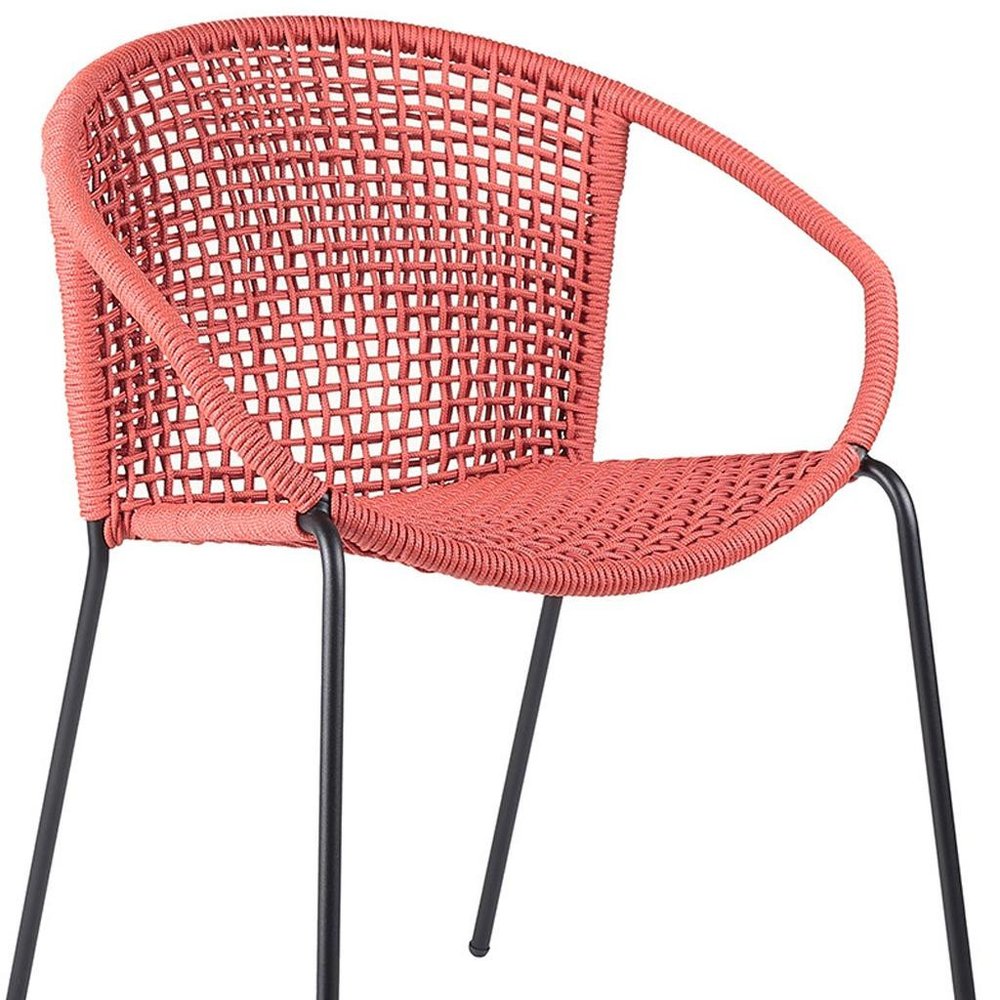 Set of Two 25" Red Metal Outdoor Dining Chair  Warm Home View