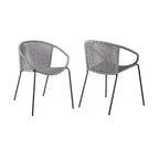 Set of Two 25" Gray Metal Outdoor Dining Chair  Warm Home View