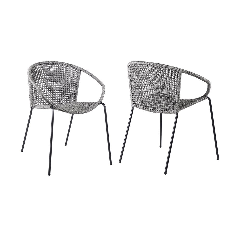 Set of Two 25" Gray Metal Outdoor Dining Chair  Warm Home View