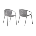 Set of Two 25" Gray Metal Outdoor Dining Chairs – Weather-Resistant Armchairs  Warm Home View