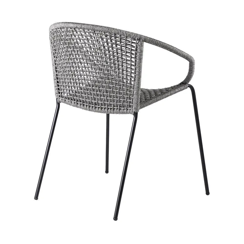 Set of Two 25" Gray Metal Outdoor Dining Chairs – Weather-Resistant Armchairs  Warm Home View