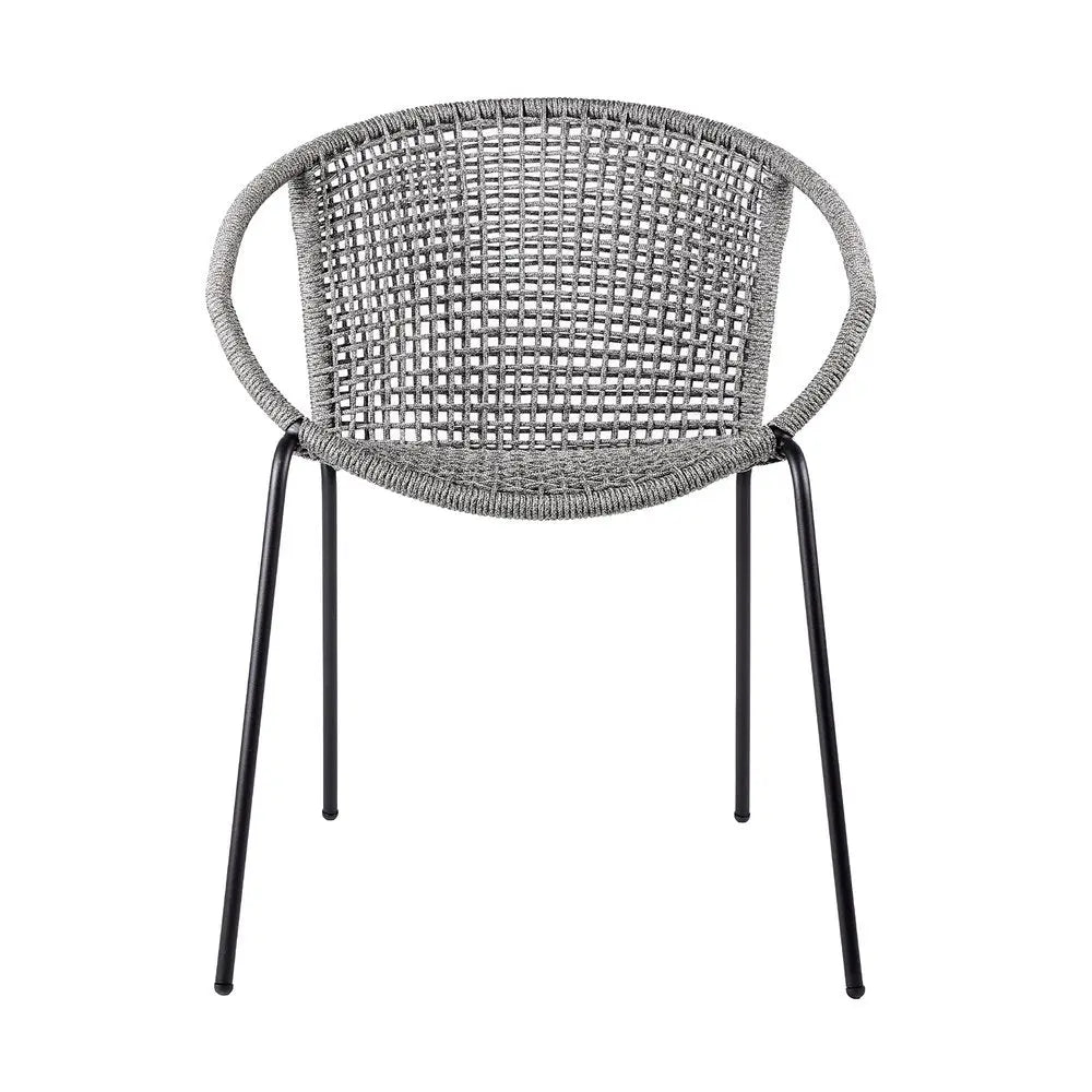 Set of Two 25" Gray Metal Outdoor Dining Chairs – Weather-Resistant Armchairs  Warm Home View