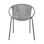 Set of Two 25" Gray Metal Outdoor Dining Chairs – Weather-Resistant Armchairs  Warm Home View