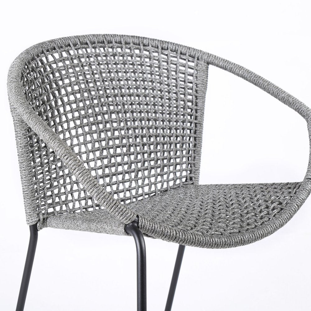 Set of Two 25" Gray Metal Outdoor Dining Chair  Warm Home View
