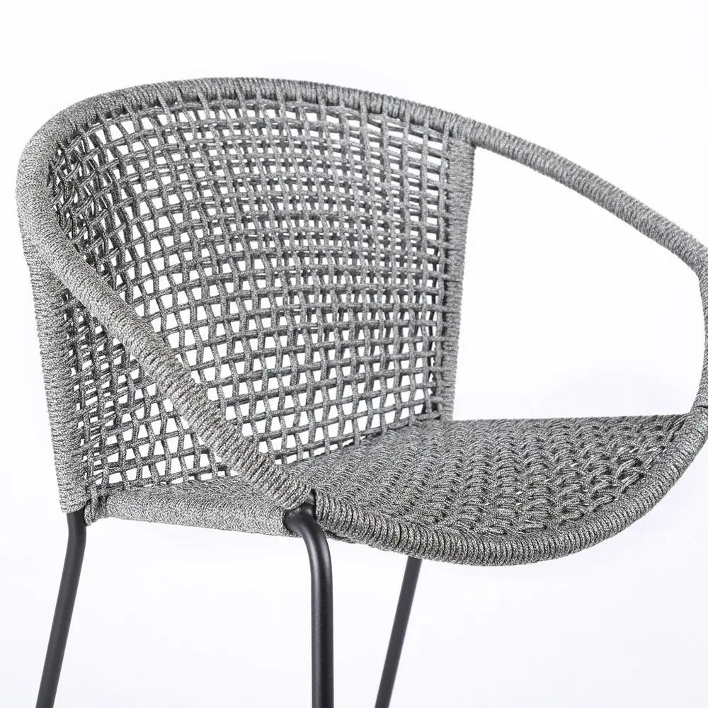 Set of Two 25" Gray Metal Outdoor Dining Chairs – Weather-Resistant Armchairs  Warm Home View