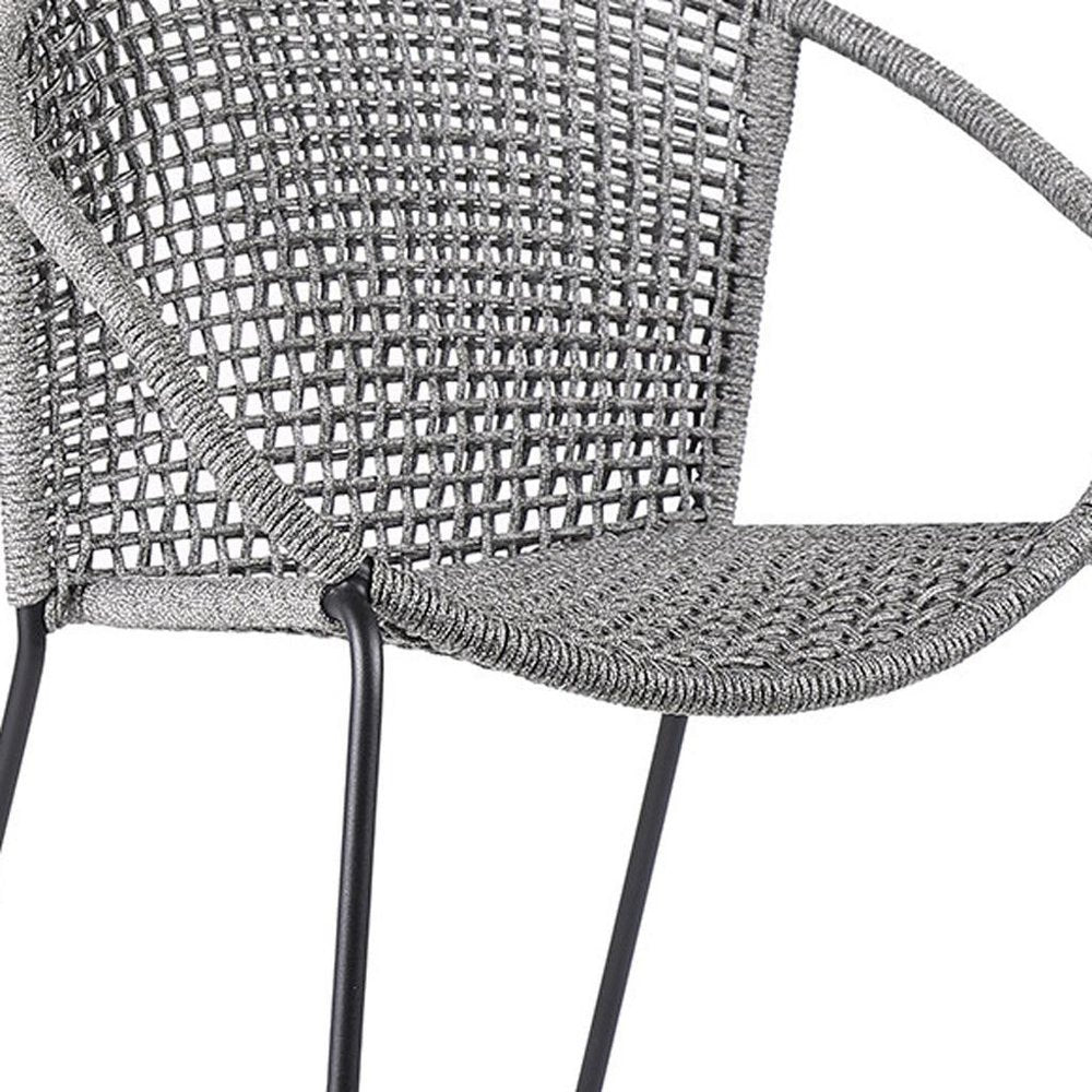 Set of Two 25" Gray Metal Outdoor Dining Chair  Warm Home View