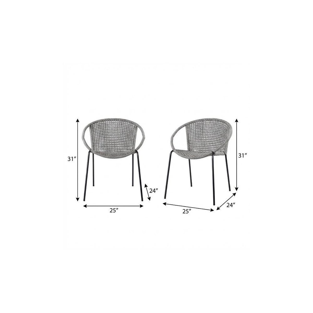 Set of Two 25" Gray Metal Outdoor Dining Chair  Warm Home View