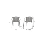 Set of Two 25" Gray Metal Outdoor Dining Chairs – Weather-Resistant Armchairs  Warm Home View