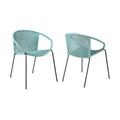 Set of Two 25" Green Metal Outdoor Dining Chair  Warm Home View