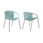 Set of Two 25" Green Metal Outdoor Dining Chair  Warm Home View