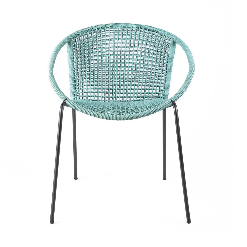 Green Metal Outdoor Dining Chairs - Powder Coated Steel - Set of 2  Warm Home View