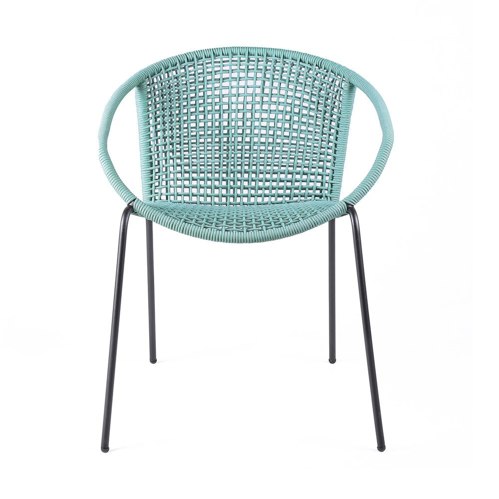 Set of Two 25" Green Metal Outdoor Dining Chair  Warm Home View