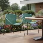 Set of Two 25" Green Metal Outdoor Dining Chair  Warm Home View