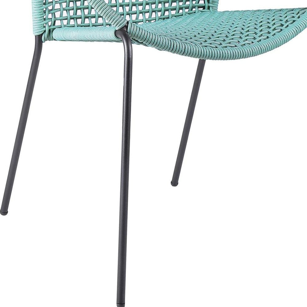 Set of Two 25" Green Metal Outdoor Dining Chair  Warm Home View