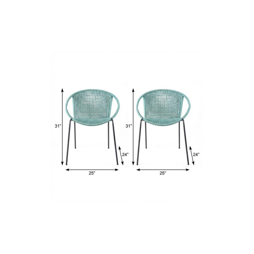 Set of Two 25" Green Metal Outdoor Dining Chair  Warm Home View
