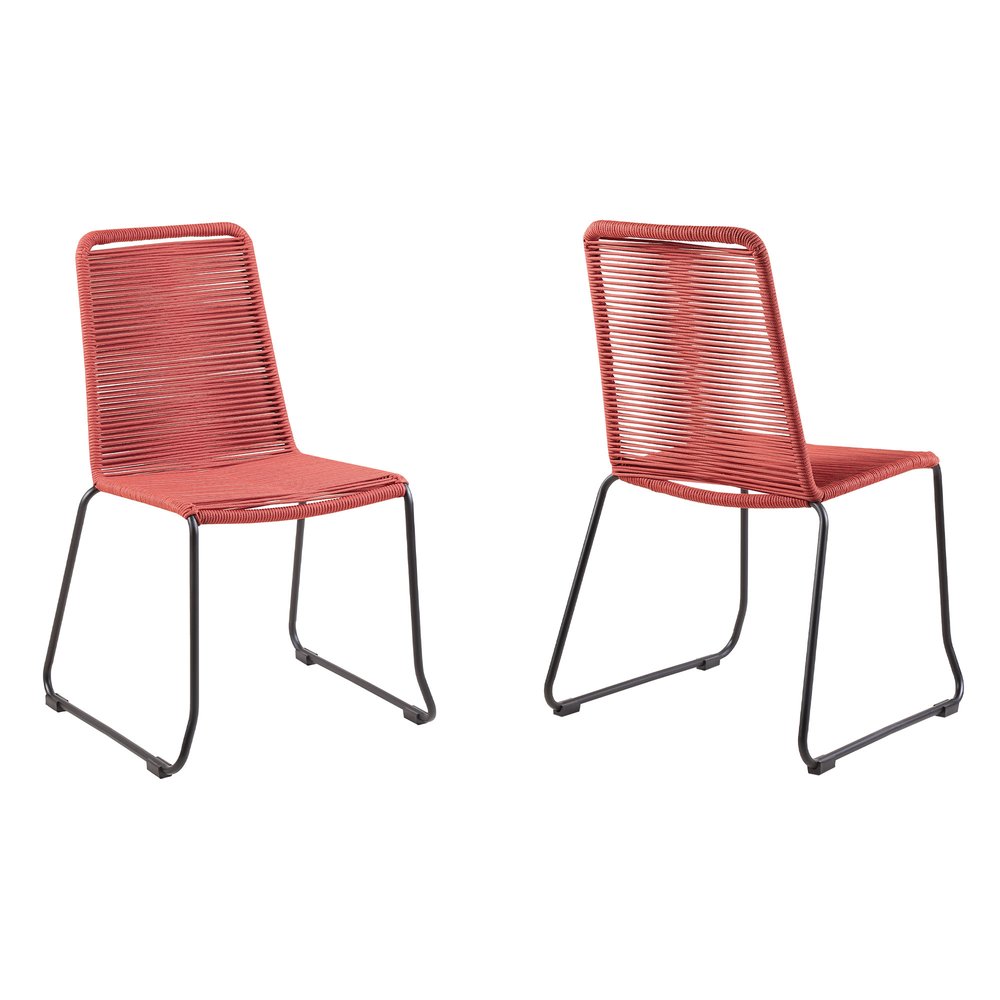 Set of Two 23" Red Metal Outdoor Dining Chair  Warm Home View