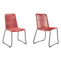 Set of Two 23" Red Metal Outdoor Dining Chair  Warm Home View