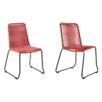 Set of Two 23" Red Metal Outdoor Dining Chair  Warm Home View