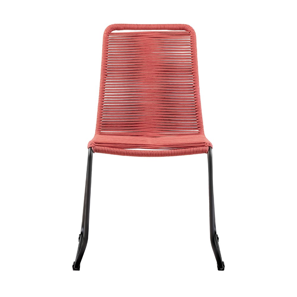 Set of Two 23" Red Metal Outdoor Dining Chair  Warm Home View
