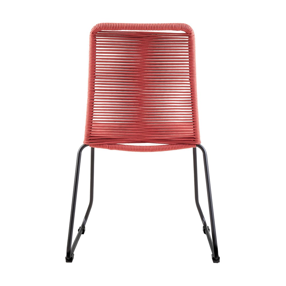 Set of Two 23" Red Metal Outdoor Dining Chair  Warm Home View