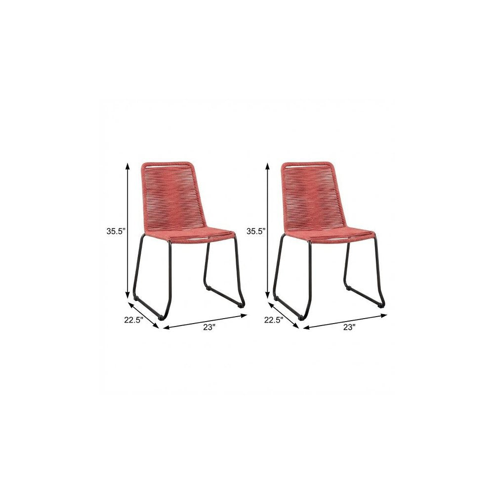 Set of Two 23" Red Metal Outdoor Dining Chair  Warm Home View