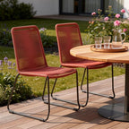 Set of Two 23" Red Metal Outdoor Dining Chair  Warm Home View